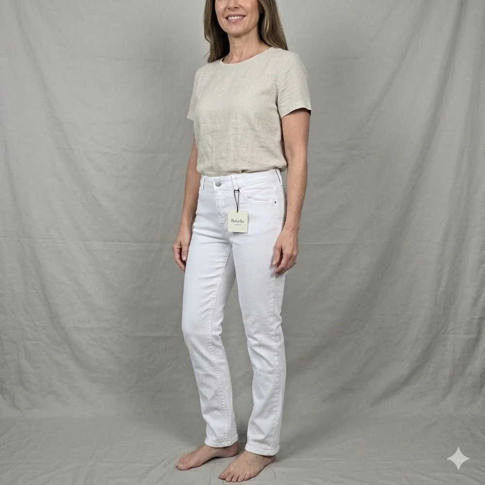 Rafaella‎ Weekend White Denim Jeans High Rise Straight Leg Womens Size 4P NWT